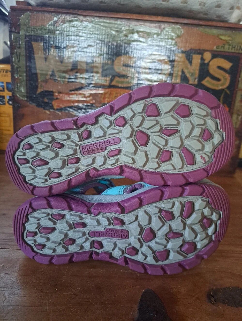Merrell Hydro Sport Kids Sandals Size 13 Turquoise Purple Leather Water Shoes